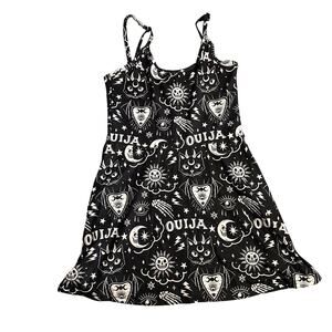 Too Fast Clothing Ouija Board Black Swing Dress Cat Mythical Magic Size Medium